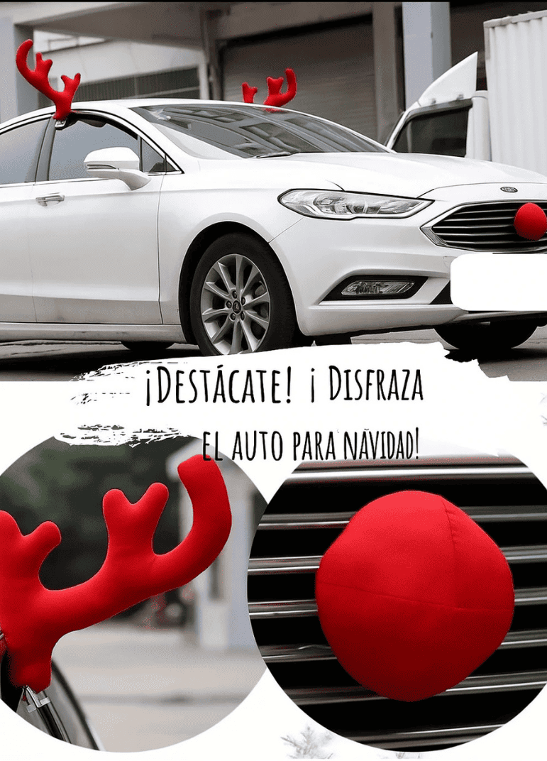 Disfraz de Reno Con luces para Automóvil 🦌 - Modelo XL