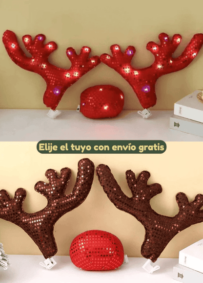 Disfraz de Reno Con luces para Automóvil 🦌 - Modelo XL